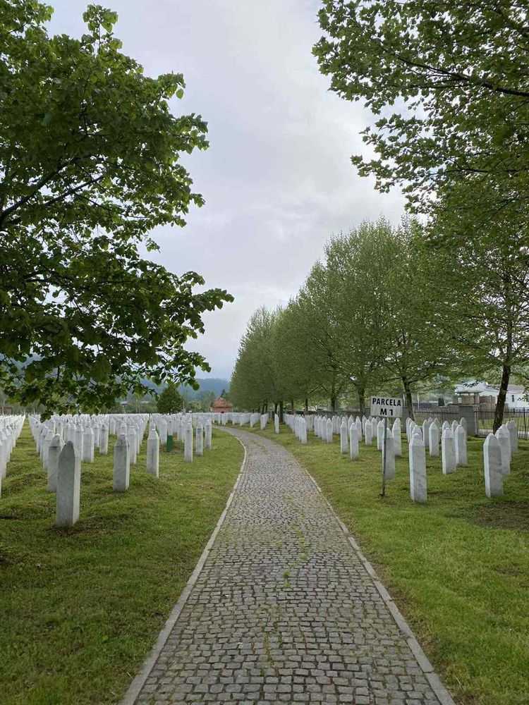 A path in the Srebrenica–Potočari Memorial Centre